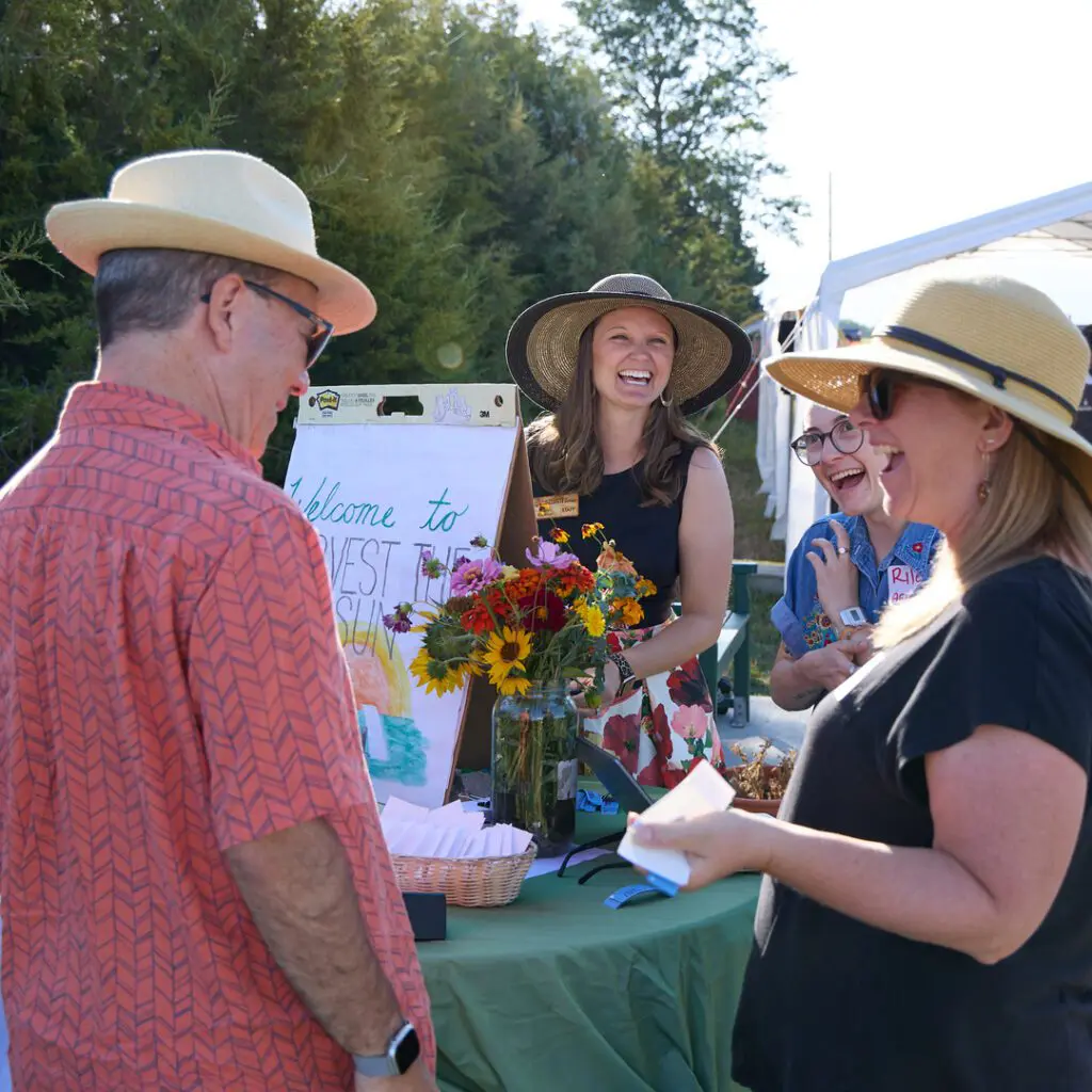 People talking outside